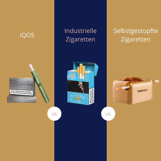 Vergleich iOS - industrielle Zigaretten und Zigaretten von Stopfmaschinen
